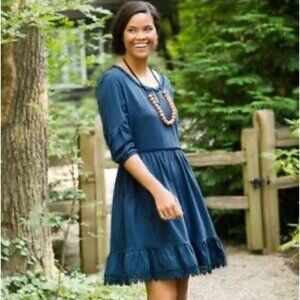 Matilda Jane Hold the Key Blue dress 3/4 length‎ sleeves Women's size Medium Exc